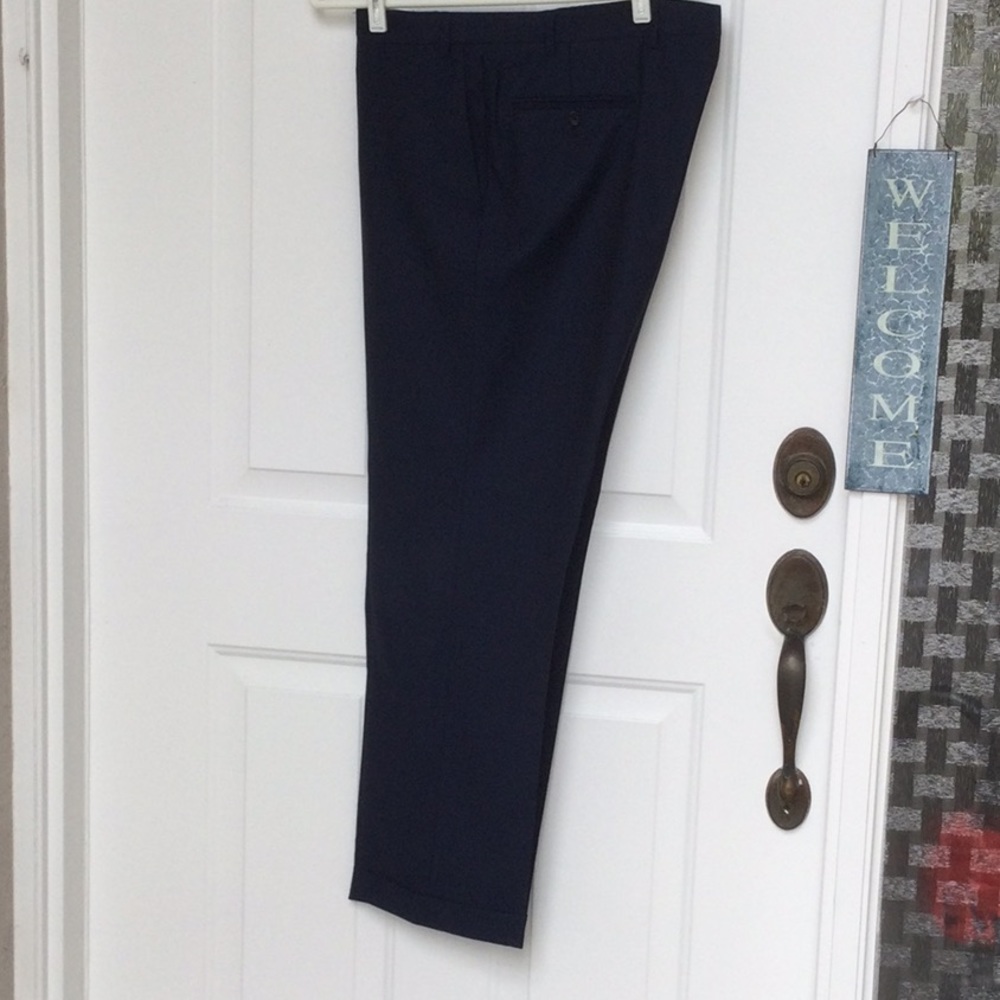 MENS TRUSSINI NAVY PANTS WOOL 40/31 3/4” EUC MADE IN ITALY